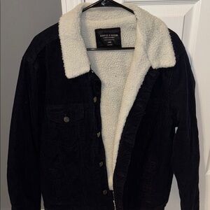 Navy Corduroy Sherpa-Lined Jacket